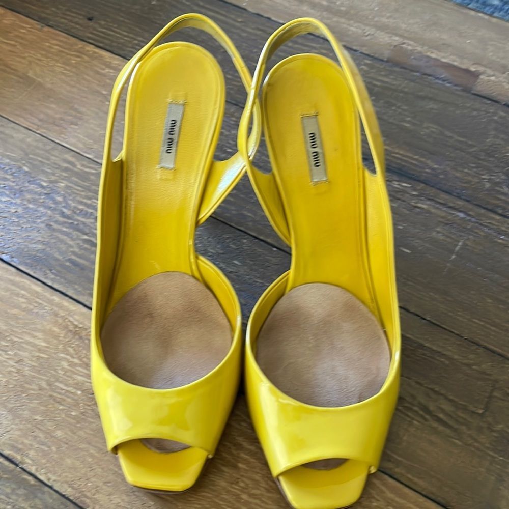 Miu Miu Yellow Open Toe Heels